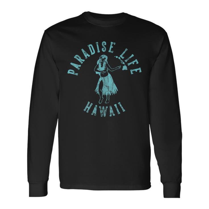 Paradise Life ハワイアロハフラガール ヴィンテージスタイル 長袖Tシャツ
