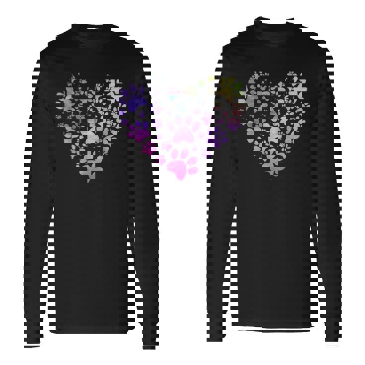 Paw Heart 足跡 犬のハート 犬のアクセサリー ギフト 長袖Tシャツ ギフトのアイデア