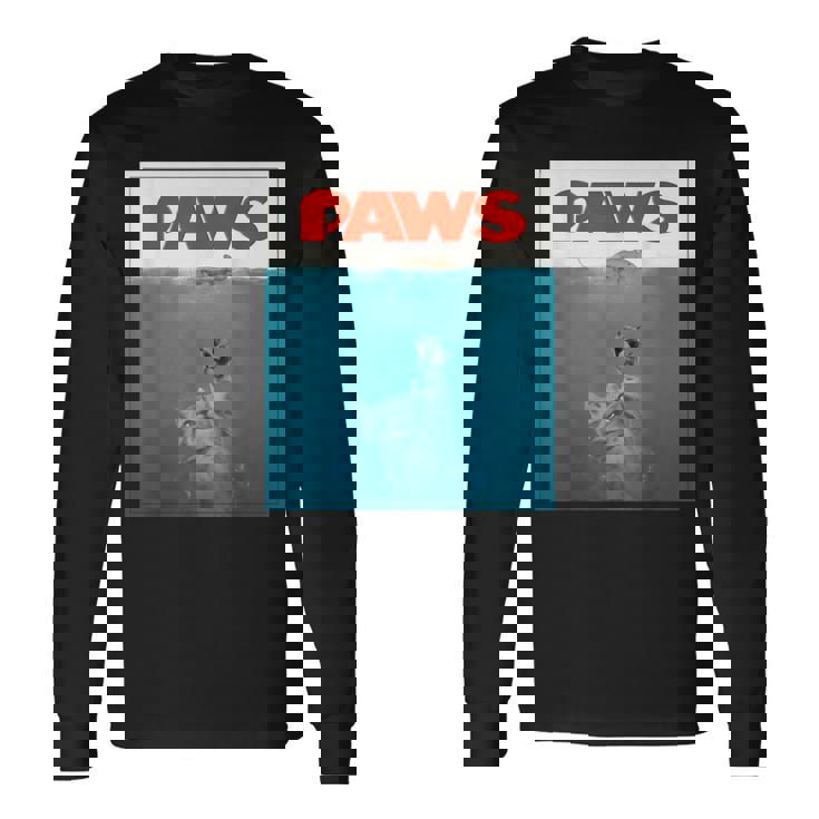 Paws Cat ファニーtシャツ、子猫映画ポスターパロディ 長袖Tシャツ