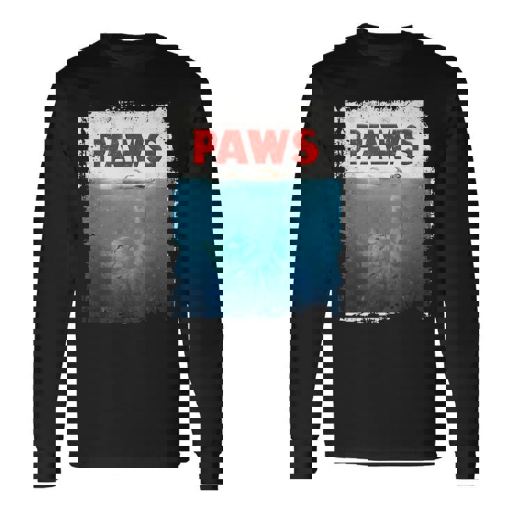 Paws 猫 子猫 ニャーパロディー おもしろ猫好き 長袖Tシャツ