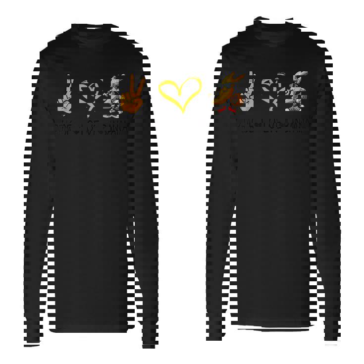 Peace Love バナナ 面白いバナナ フルーツ愛好家 ビーガン用 長袖Tシャツ