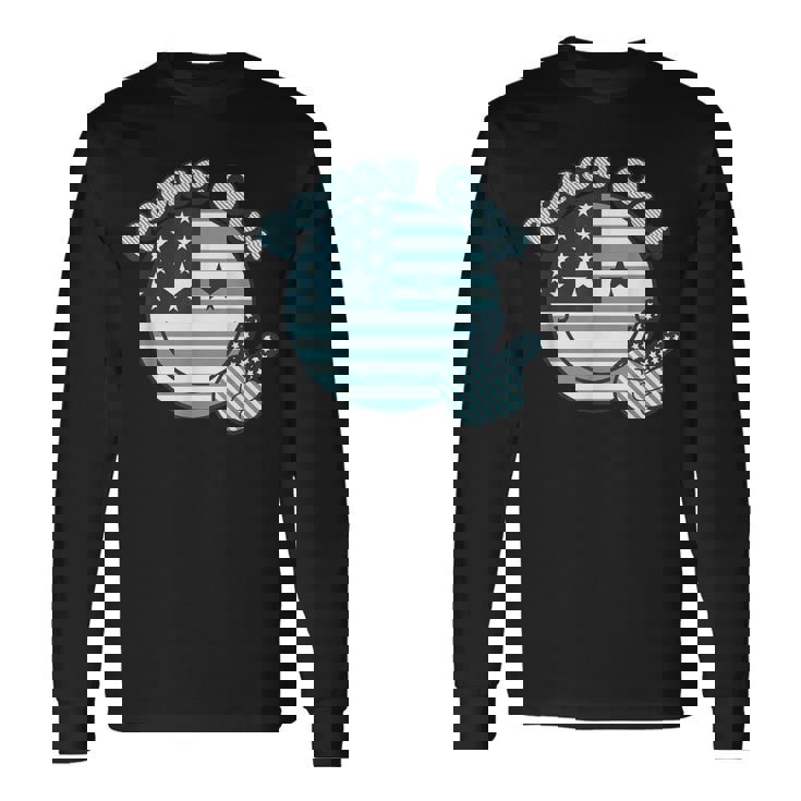 Peace Out 星条旗 ピースサイン 男女 色あせ 長袖Tシャツ