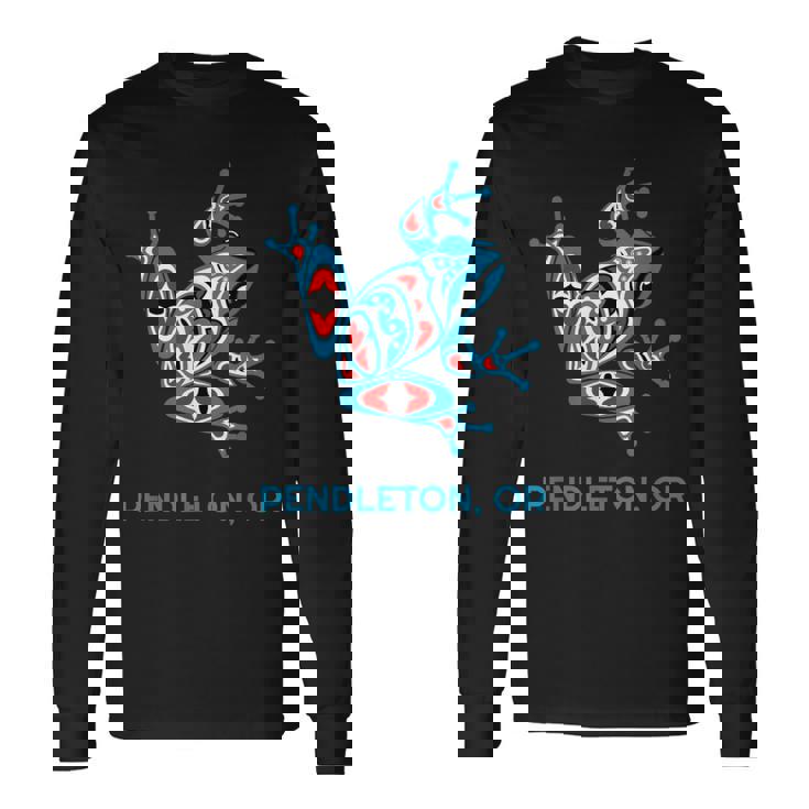 Pendleton オレゴンレッドブルフロッグ Pnw アート ネイティブアメリカン 長袖Tシャツ