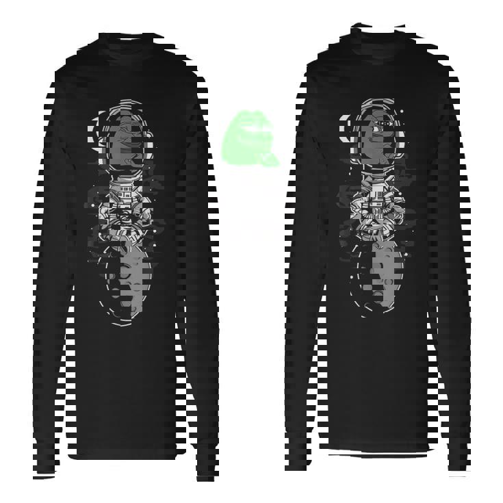 Pepe Crypto用のpepeコインデザイン。 長袖Tシャツ