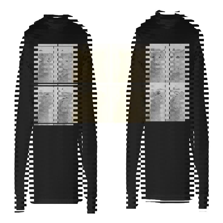 Photobooth おもしろ動物ネズミヴィンテージ自撮り写真撮影 長袖Tシャツ