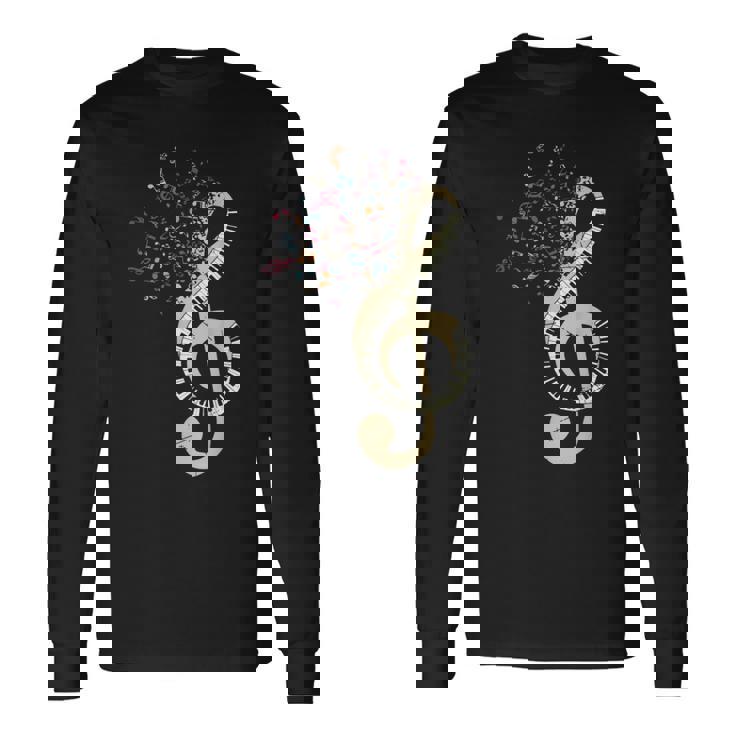 Pianist クラシカル楽器 ト音記号キーボード ピアノ 長袖Tシャツ