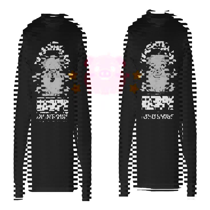 Pigs Make You Happymile かわいい 子豚 恋人 おもしろ豚 長袖Tシャツ