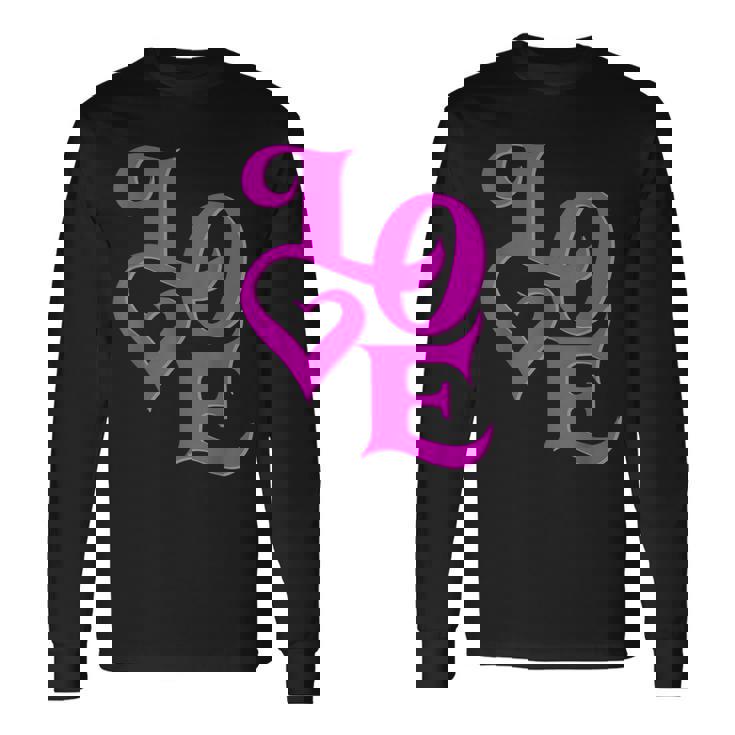 Pink Love ピンクカラーグラフィック 長袖Tシャツ