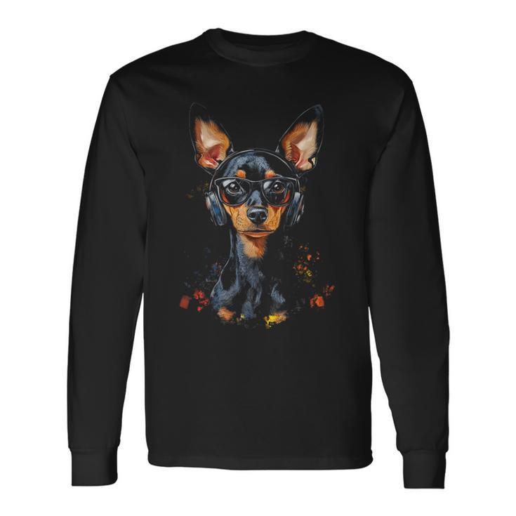 Pinscher Pinscher In Miniatura Motivo Maglietta a maniche lunghe