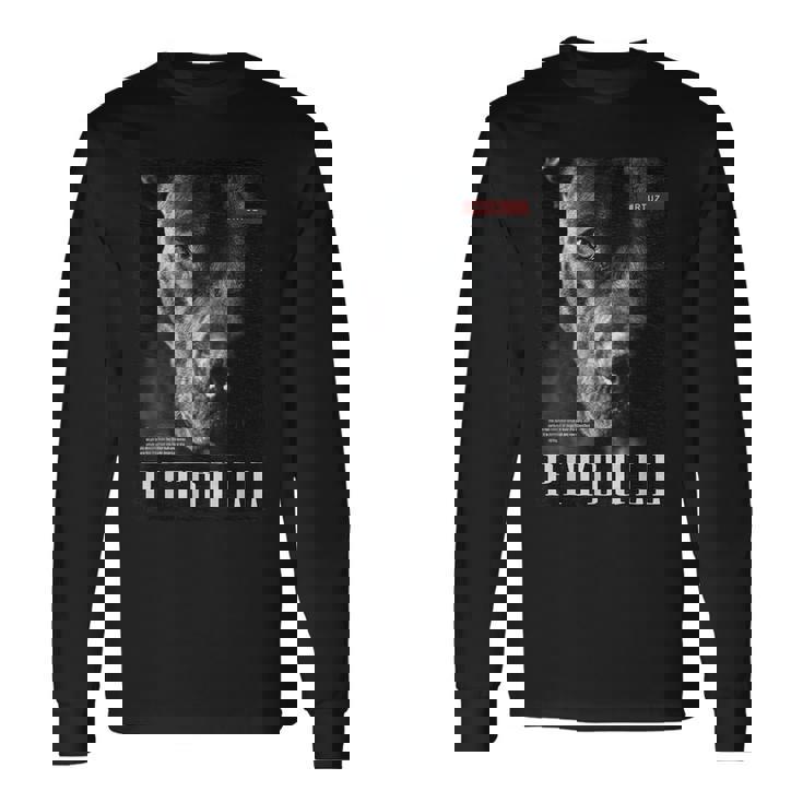 Pitbull 野生の犬テリアの肖像画 ブルドッグ 犬の飼い主 ピットブル 長袖Tシャツ