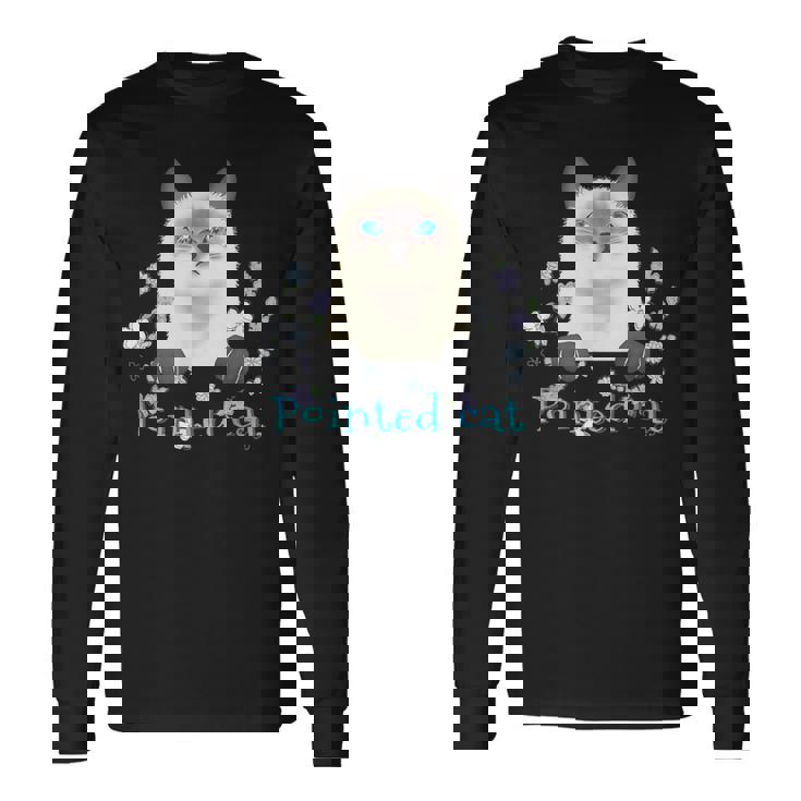 Pointed Cat 猫 ネコ シャム猫 ヒマラヤン トンキニーズ 花 レトロ ガーリー メンズ レディース キッズ 長袖Tシャツ