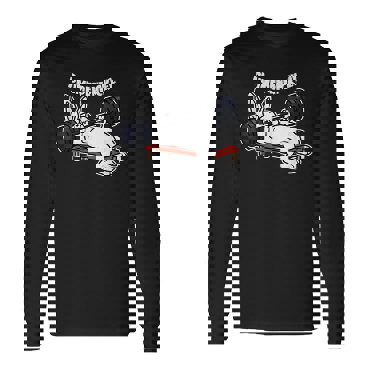 Pumppernickelラビットフィットネスベンチプレスワークアウトファニー 長袖Tシャツ