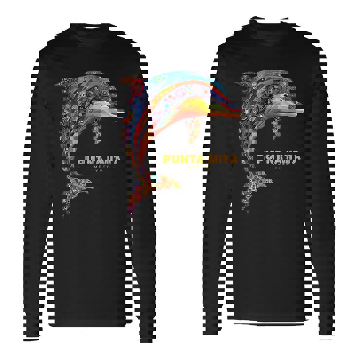 Punta Mita メキシコ バケーション ヴィンテージ トライバル イルカ 長袖Tシャツ