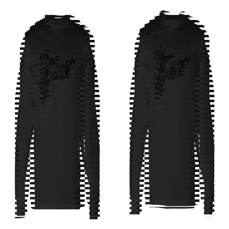 Raven モチーフ カラス 黒鳥 レディース メンズ 長袖Tシャツ