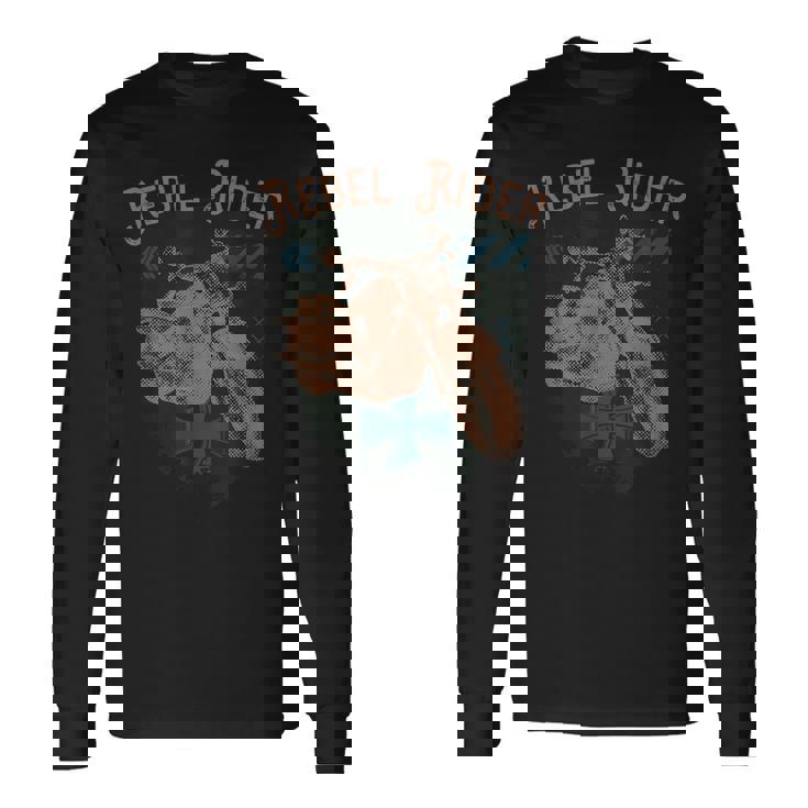Rebel Rider オートバイ ビンテージ ロッカー バイカー 長袖Tシャツ