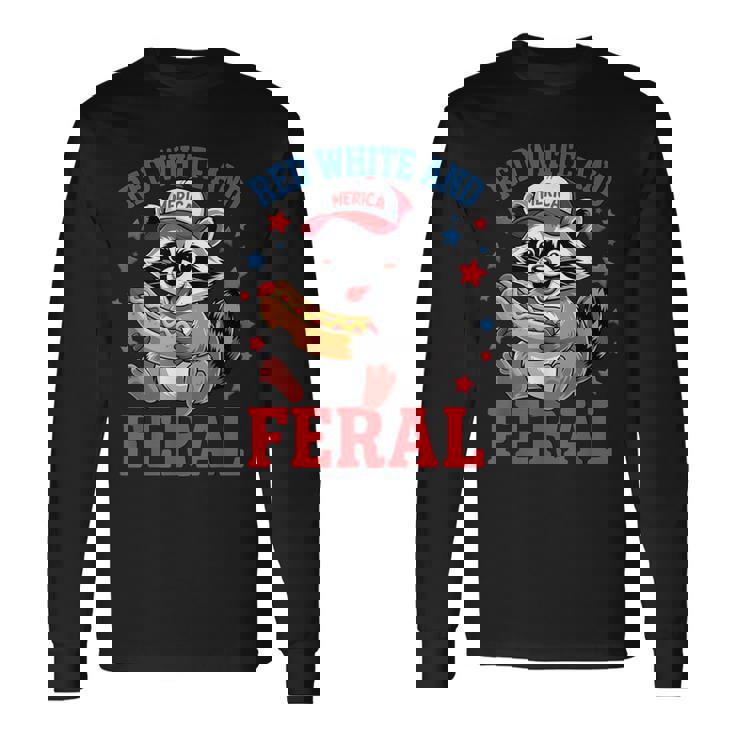 Red And Feral 4Th Of July ユーモア キッズ アメリカ 長袖Tシャツ