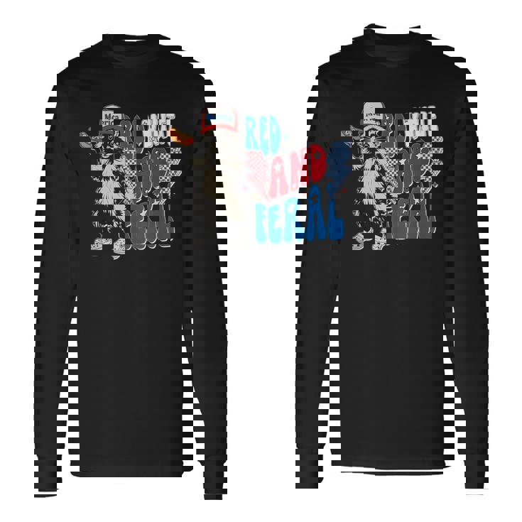 Red White And Feral Raccoon 4Th Of-July Long Sleeve T-Shirt