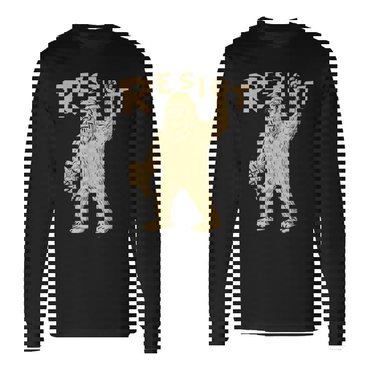 Resist サスカッチティー—面白いクリプティッド抗議 長袖Tシャツ