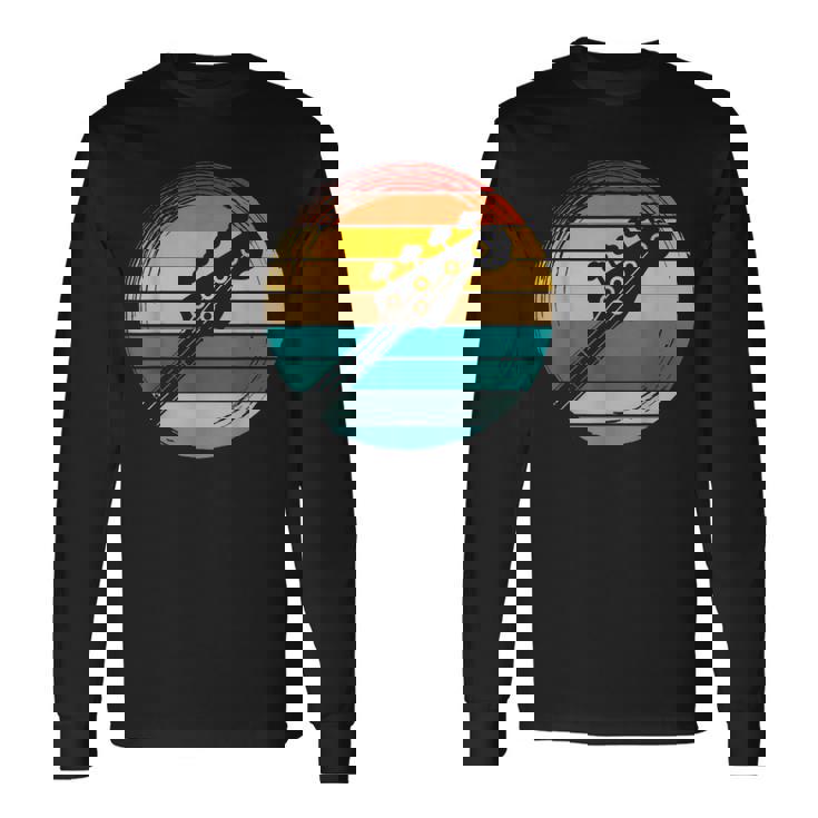 Retro Bajista Rockero Músico Instrumento Música Bajo Camiseta de manga larga