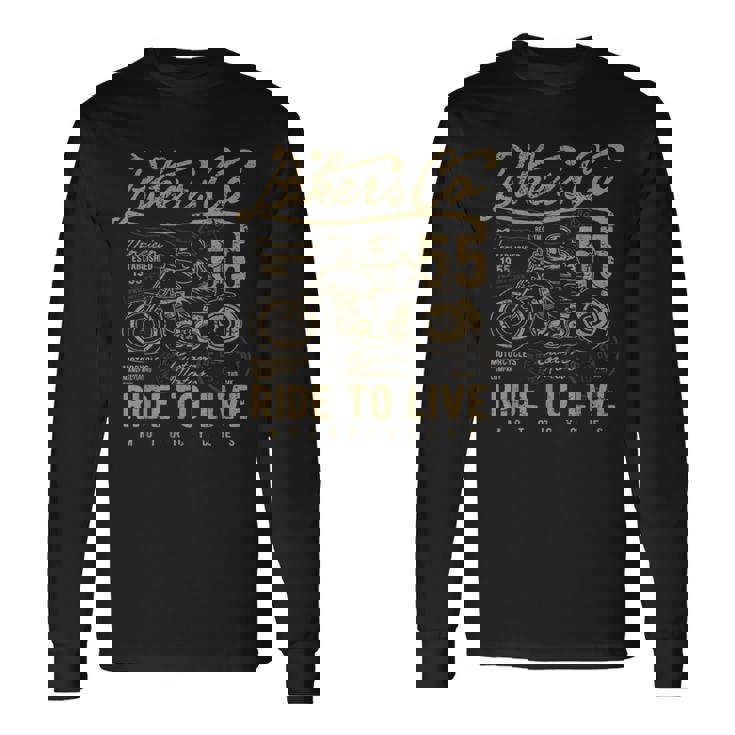 Ride To Live アンティーク風ビンテージレトロアメリカンバイク 長袖Tシャツ