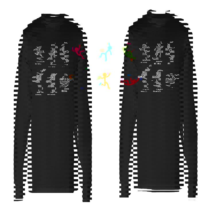 Rock Climbing Moves フロントプリント クライミングボルダリング 長袖Tシャツ