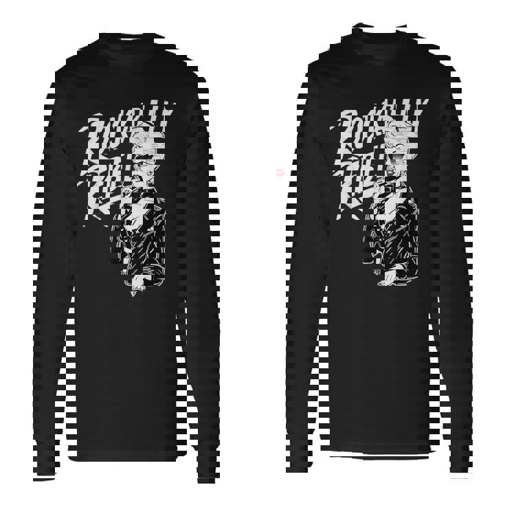 Rockabilly Rebel Blonde Pinup With Attitude Graphic 長袖Tシャツ