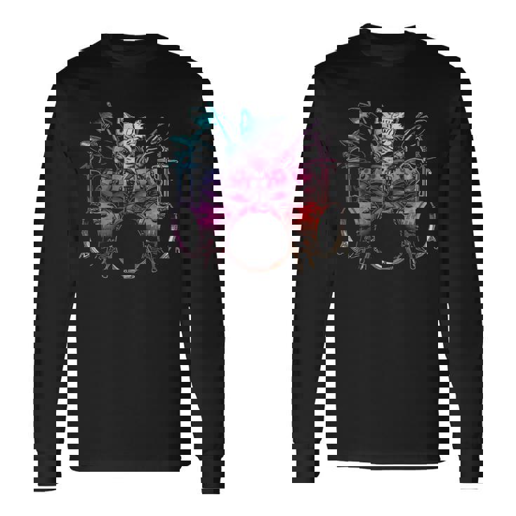 Rockstar ドラマー 猫 ドラム ミュージシャンバンド 音楽愛好家 長袖Tシャツ ギフトのアイデア