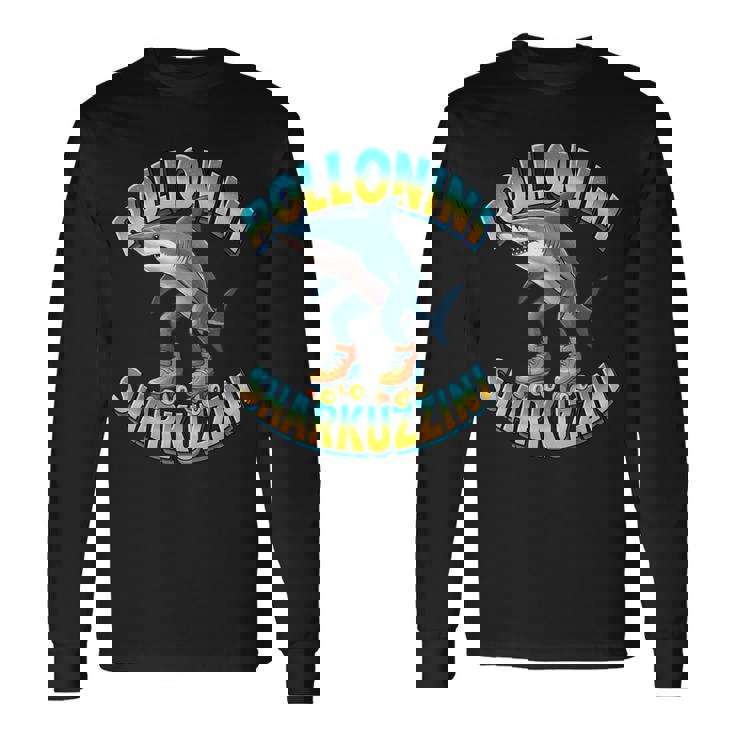 Rolloliniharkuzzini ミームローラーシャーク イタリアンブレインレッド 長袖Tシャツ