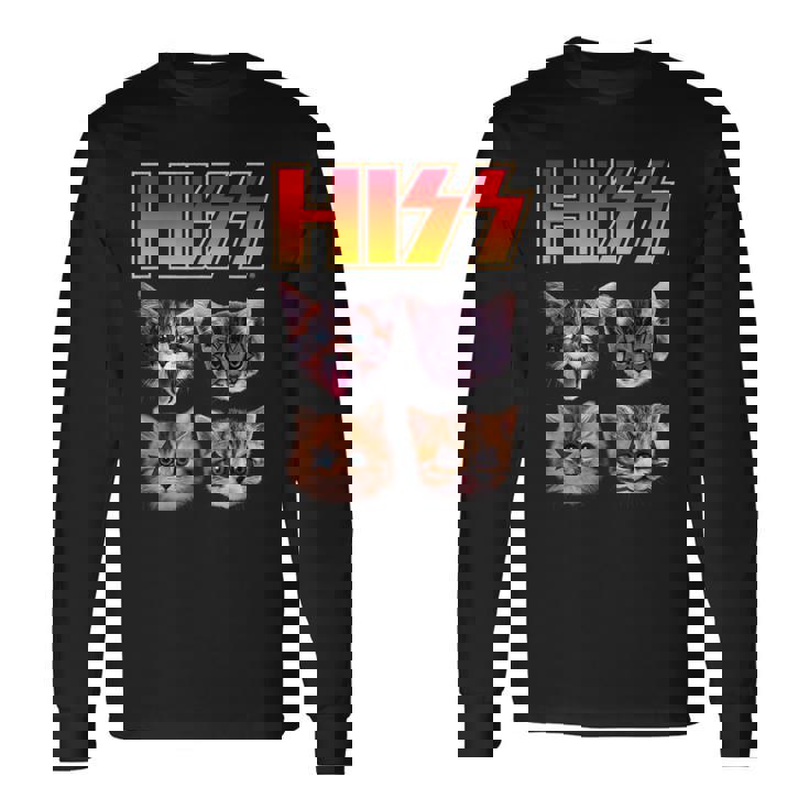 Hiss Cat Cat Lover Kittens Rock Music Cat Hiss 長袖Tシャツ