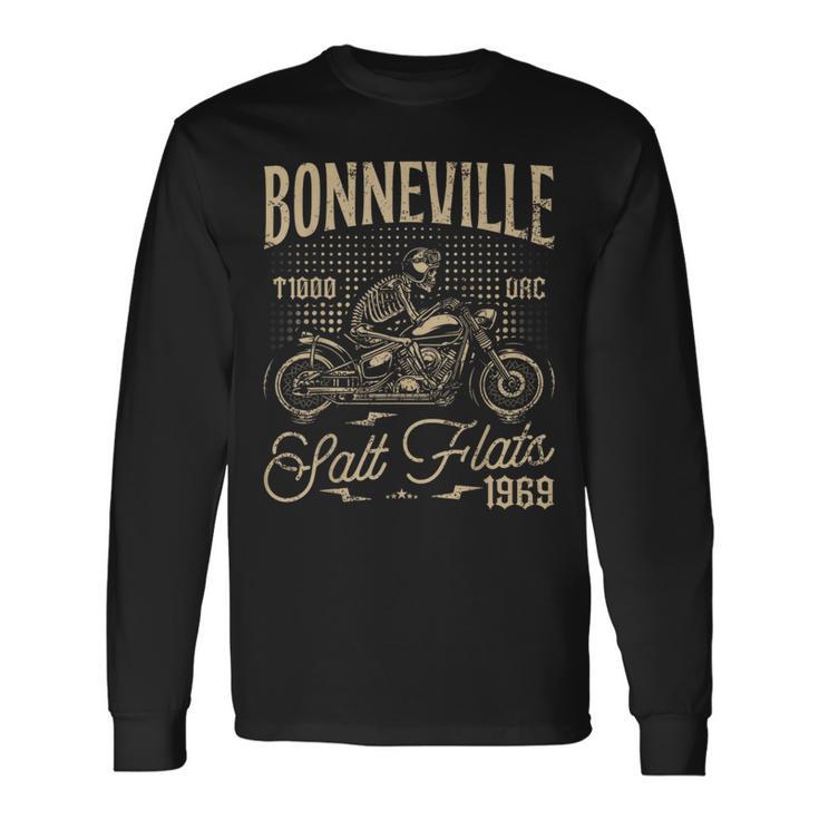 Salinas De Bonneville Motociclismo Carreras Moterointage Camiseta de manga larga