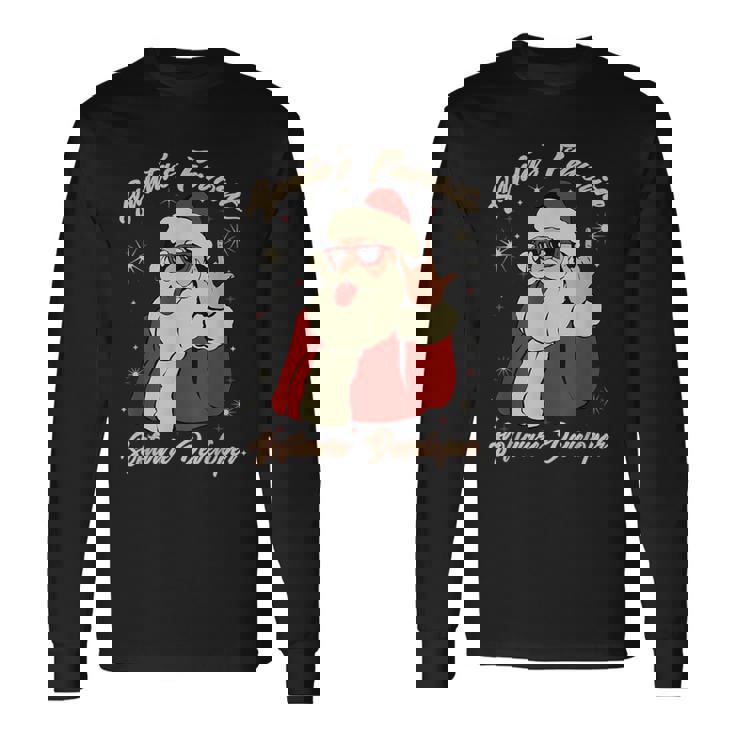 Santa's Favorite ソフトウェア開発者 面白いクリスマスサンタ 長袖Tシャツ