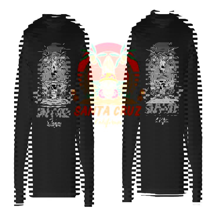 Santa Cruz カリフォルニア ヴィンテージ スケルトン サーファー サンタクルーズ 長袖Tシャツ