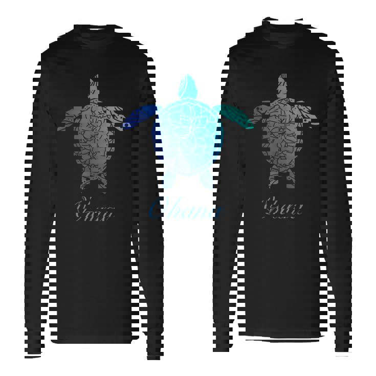 Save The Hawaii ウミガメ ハワイアン ブルー トライバル 亀 ホヌ 長袖Tシャツ