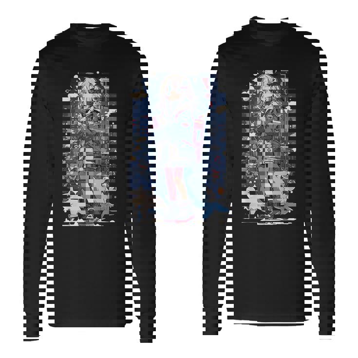 Shark Waifu 東京アニメ ワイフガール かわいい カワイイ 漫画 レトロ 長袖Tシャツ