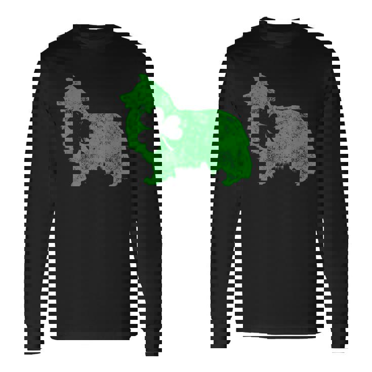 Shetlandheepdog シェルティ セントパトリックデー メンズ シャムロックドッグ 長袖Tシャツ