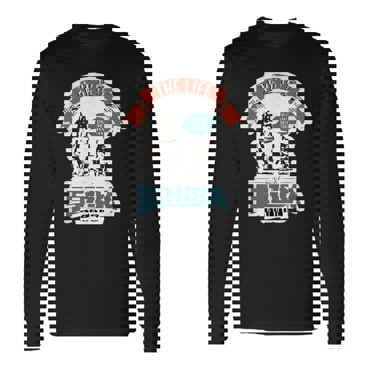 Shiba Dog かわいい柴犬 黒柴 長袖Tシャツ