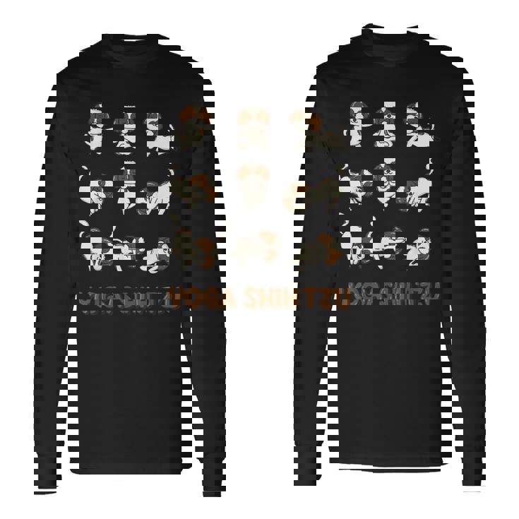 Shih Tzu ヨガシャツ シーズー ヨガポーズ 瞑想 長袖Tシャツ