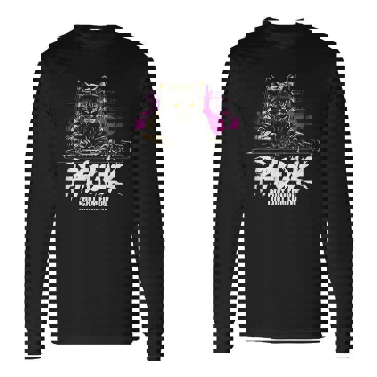 Sigma Phonk Edm Cat Dj Phonk Right Meow 長袖Tシャツ