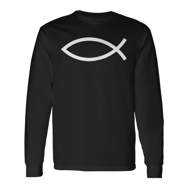 Símbolo De Pez Cristiano Pequeño Fe Amor Esperanza Camiseta de manga larga