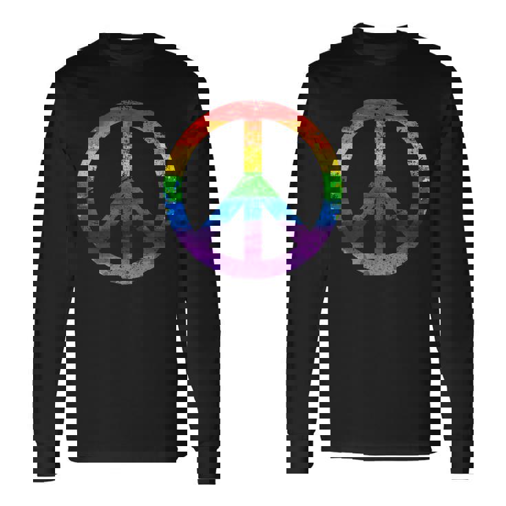 Simbolo Paz Hippie Bandera Lgbt Arcoiris Lesbian Gay Pride Camiseta de manga larga