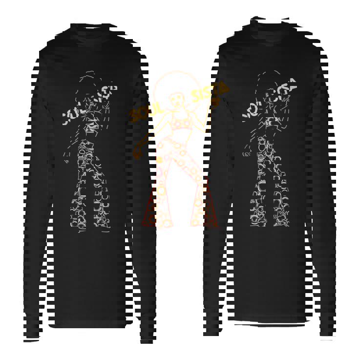 Soulista 70年代 ソウルミュージック レトロ ディスコ ブラック ファンク アフロガール 長袖Tシャツ