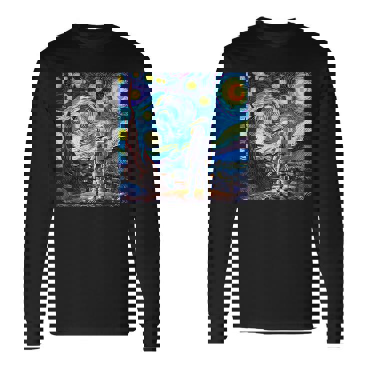 Starry Night Renditionincentan Gogh Astronaut 長袖Tシャツ