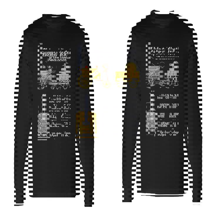 Stephenson のロケット蒸気機関車の機関車図 長袖Tシャツ