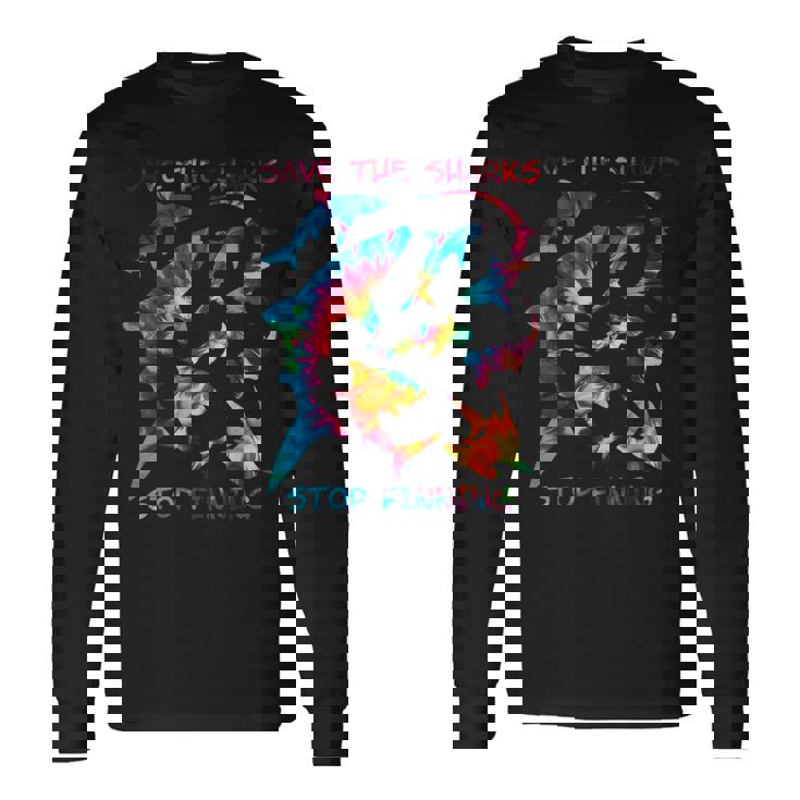 Stop Finning ジンベエザメ シュモクザメサメの種類タイダイ 長袖Tシャツ