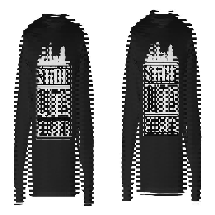 Straight Outta Atlanta 都市のシルエット 長袖Tシャツ