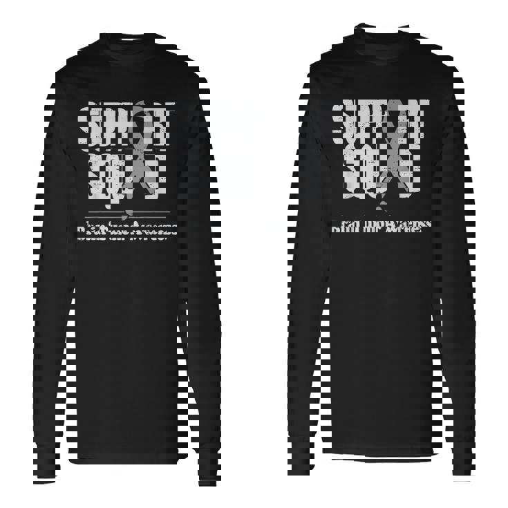Support Squad Brain Tumor Awareness Brain Cancer Gray Ribbon Long Sleeve T-Shirt