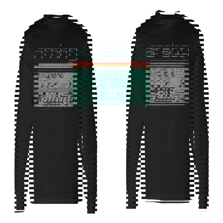 Synthesizer アナログシンセテクノ酸djプロデューサー ビンテージ 長袖Tシャツ