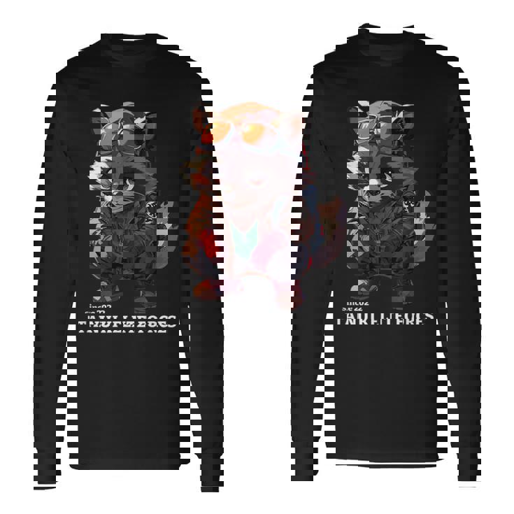 Tanuki Elite Forces No2 タヌキ精鋭部隊 かわいい狸 アニマル 動物 おもしろ 漢字 たぬき 長袖Tシャツ