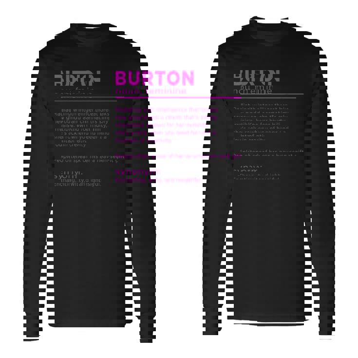 Team Burton 姓 誕生日や家族の集まりに 長袖Tシャツ