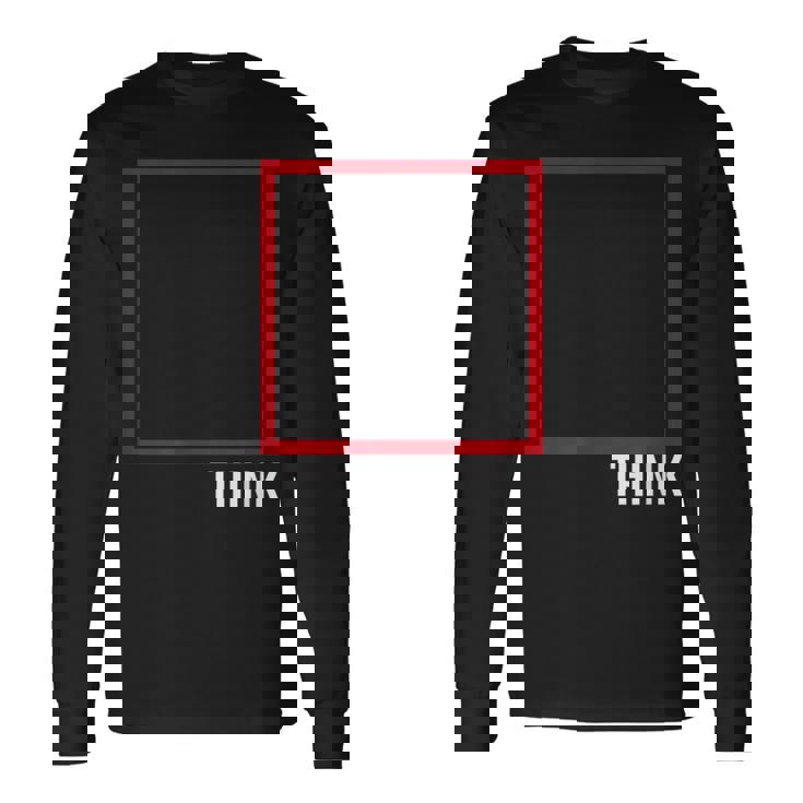 Think Outside The Box 哲学者、本好き、オタクのためのデザイン 長袖Tシャツ